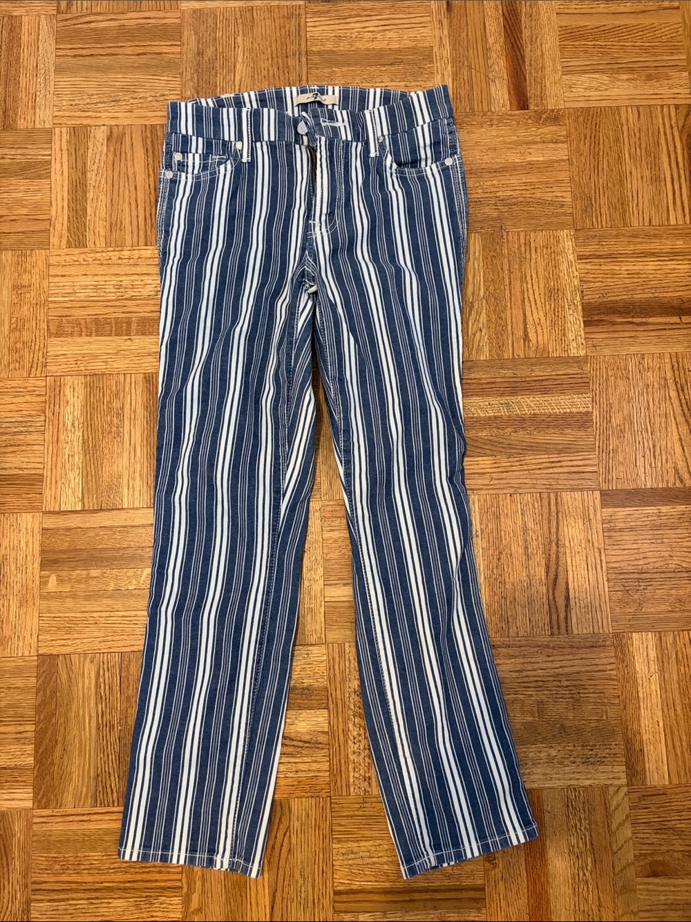 Striped Blue and White Women’s Jeans